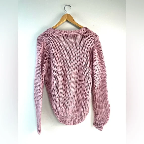 Creation Antonette Pink Textured Knit Cardigan Size M 100% Acrylic [000195] - Picture 5 of 9